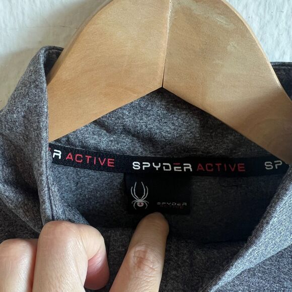 SPYDER Active ProWeb Grey Fleece Lined 1/4 Zip Stretch Pullover Mens Large - Picture 3 of 5